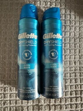 2~Gillette DryShield Cool Wave Dry Spray Antiperspirant (4.3oz each)